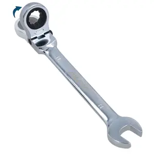 14mm Flexible Headed Ratchet Combination Spanner Wrench with Integrated Lock