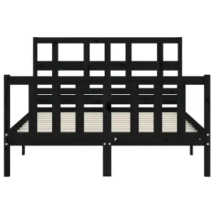 Berkfield Bed Frame with Headboard Black 140x190 cm Solid Wood