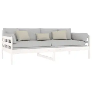 Berkfield Day Bed White Solid Wood Pine 90x190 cm