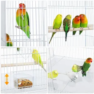 Yaheetech White Bird Cage Flight Cage Extra Space w/ Slide-out Tray and Wood Perches