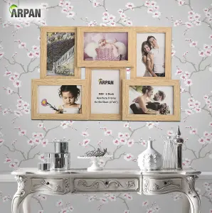 ARPAN Collage Multiple Picture Frames for 6 Photos in 4 x 6 Inches Wooden, MDF Wall Mounting Frame (Natural)