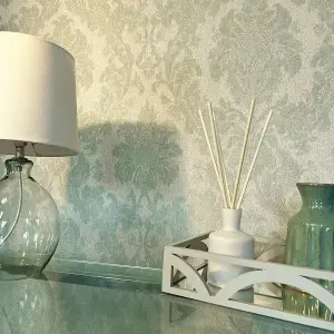 Belgravia Décor Ciara Damask Green Wallpaper