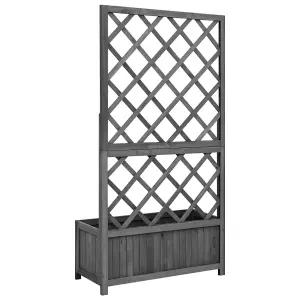 Berkfield Garden Trellis Planter Black 70x30x135 cm Solid Firwood