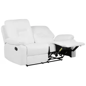 2 Seater Faux Leather Manual Recliner Sofa White BERGEN