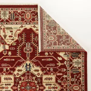 Geometric Persian Wool Easy to Clean Red Traditional Bordered Rug for Living Room & Bedroom-240cm X 340cm