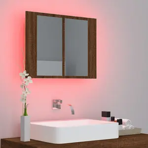 Berkfield LED Mirror Cabinet Brown Oak 60x12x45 cm Engineered Wood