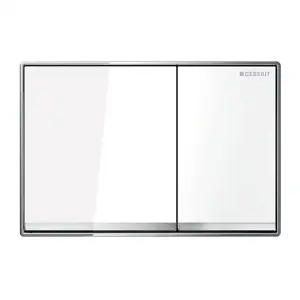 Geberit Omega60 Dual Flush Plate for 120mm Omega Cistern White Glass 115.081.SI.1