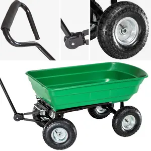 Garden Trolley - tip function, smooth steering axle, 300 kg load capacity - green