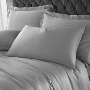 Catherine Lansfield Pillowcases Silky Soft Satin Standard 50x75cm Pack of 2 Pillow cases with envelope closure Silver Grey