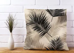 Black And White Tropical Palm Leaves Cushions 60cm x 60cm