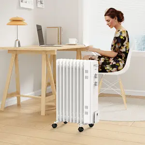 VonHaus Oil Filled Radiator 9 Fin, Oil Heater Portable Electric Free Standing 2000W for Home, Office, Any Room