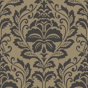 Galerie Home Collection Brown/Orange Damask Motif Wallpaper Roll