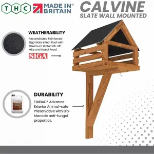 Calvine Wall-Mounted Bird Table with Slate Effect Roof