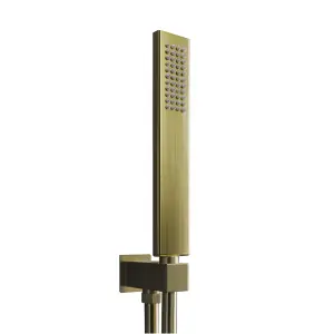 Nes Home Wall Mounted Square Brushed Gold Brass Shower Handset with Holder Hose