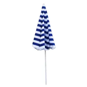 SunDaze 1.8M Blue-White Beach Parasol Outdoor Garden Patio Umbrella Sunshade UV Protection