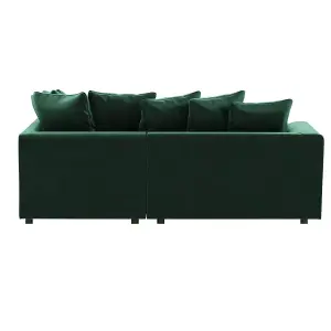 Brooklyn Plush Velvet 3 to 4 Seater L Shaped Corner Sofa Foam Green Right Hand Facing