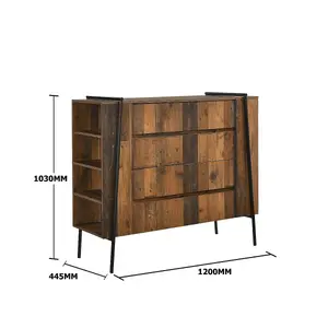 Abbey Rustic Chest of Drawers 4 Drawer Bedroom Living Room Storage Industrial