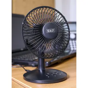 6 Inch Oscillating USB Desk Fan - 3 Speed Settings - Personal Desktop Cooler