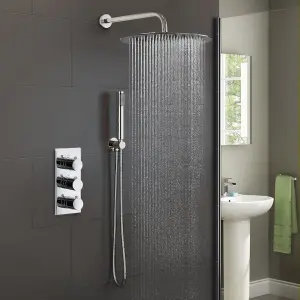 Calla Round Chrome Modern Concealed Thermostatic Mixer Valve Shower Head Set