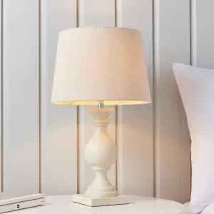 Anson Lighting Benton Table light finished in Ivory painted wood and ivory fabric