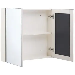 Bathroom Wall Mounted Mirror Cabinet 80 x 70 cm White NAVARRA