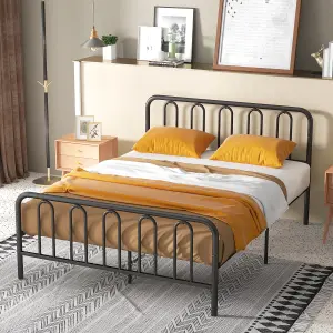 Costway King Size Metal Bed Frame w/ Headboard Platform Bed w/ Metal Slats Support