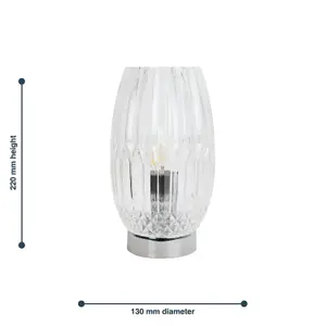 First Choice Lighting Facet Chrome with Clear Faceted Glass Table Lamp