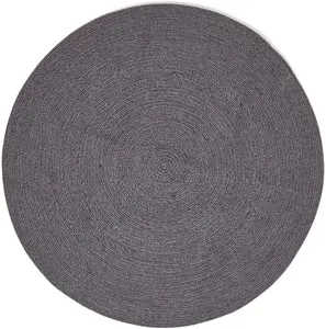 Homescapes Grey and Black Melange Braided Rug, 150 cm Round