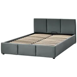 Velvet EU Double Size Ottoman Bed Dark Grey BOUSSE