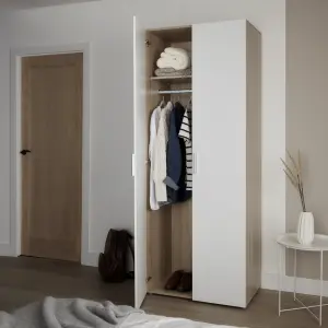 Lamego Modern Matt & high gloss white oak effect Double Wardrobe (H)2009mm (W)787mm (D)497.5mm