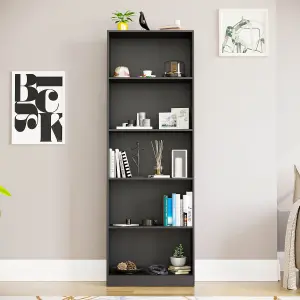 Vida Designs Cambridge Black 5 Tier Extra Large Bookcase Freestanding Shelving Unit (H)1750mm (W)600mm (D)240mm