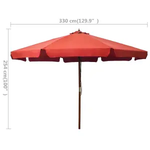 Berkfield Outdoor Parasol with Wooden Pole 330 cm Terracotta