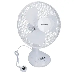 12" Oscillating Desk Fan Portable Tilting Head Cooling 3 Speed Silent UK Plug