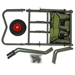 Fishing Trolley Solid PU Wheel Folding Barrow Cart with Detachable Bag