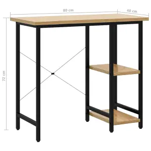 Berkfield Computer Desk Black and Light Oak 80x40x72 cm MDF and Metal