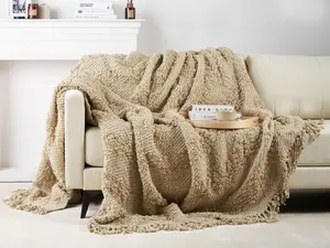 Blanket VELLA Cotton 220 x 240 cm Beige