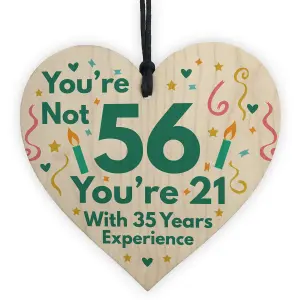 Red Ocean Funny Birthday Gifts Novelty 56th Birthday Gift Wooden Heart Sign Funny Birthday Card