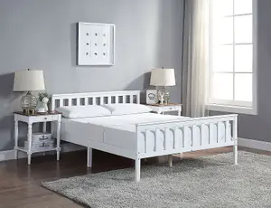 White Wooden Bed Frame Super King