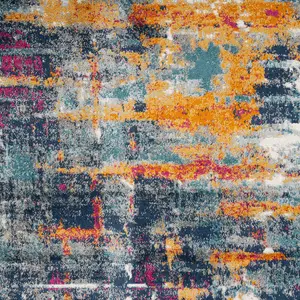 Blue Navy Multicoloured Abstract Burst Area Rug 190x280cm