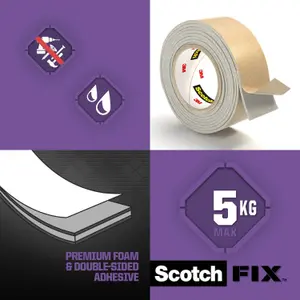 3M Scotch-Fix Mirror Beige Mounting Tape (L)5m (W)19mm