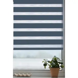 Elin Corded Dark blue Striped Day & night Roller Blind (W)90cm (L)180cm