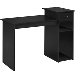 Yaheetech Black Computer Desk with Drawer & Shelves