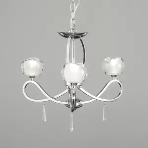 Litecraft Marta Chrome 3 Lamp Glass Ceiling Pendant Light