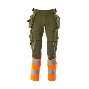 Mascot Accelerate Safe Trousers with Holster Pockets - Moss Green/Orange   (31.5) (Leg Length - Long)