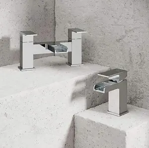 Waterfall Chrome Bath Filler and Basin Mixer Pack