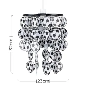 ValueLights Football Black Ceiling Pendant Shade and B22 GLS LED 10W Warm White 3000K Bulb