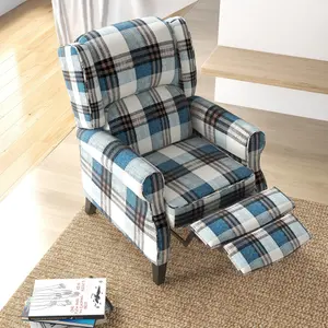 HOMCOM Recliner Chair for Living Room Wingback Chair with Padded Armrest Blue