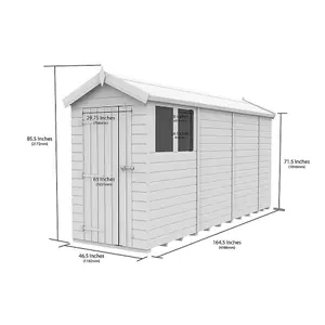 DIY Sheds 4x14 Apex Shed - Single Door With Windows