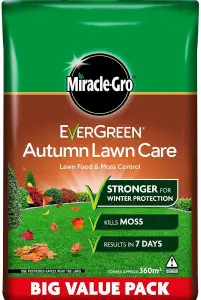 Miracle Gro Autumn Lawn Care Fertiliser Moss Killer and Lawn Feed 360m2