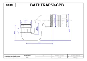 McAlpine BATHTRAP50-CPB 50mm Water Seal Chrome Plated Brass Bath Trap with 1" Universal Outlet